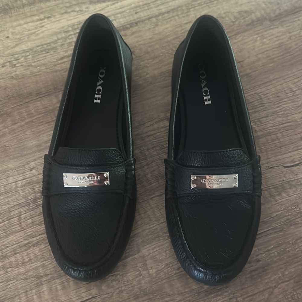 Fredrica Pebble Leather Loafers by Coach.